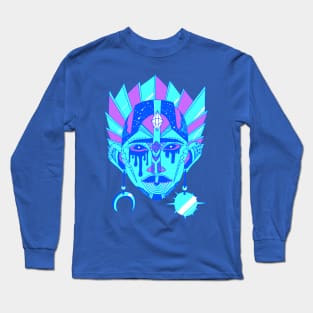 Blue African Mask No 12 Long Sleeve T-Shirt